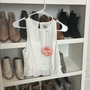 Show Me Your MuMu White Ruffle Hem Tank Top NWT